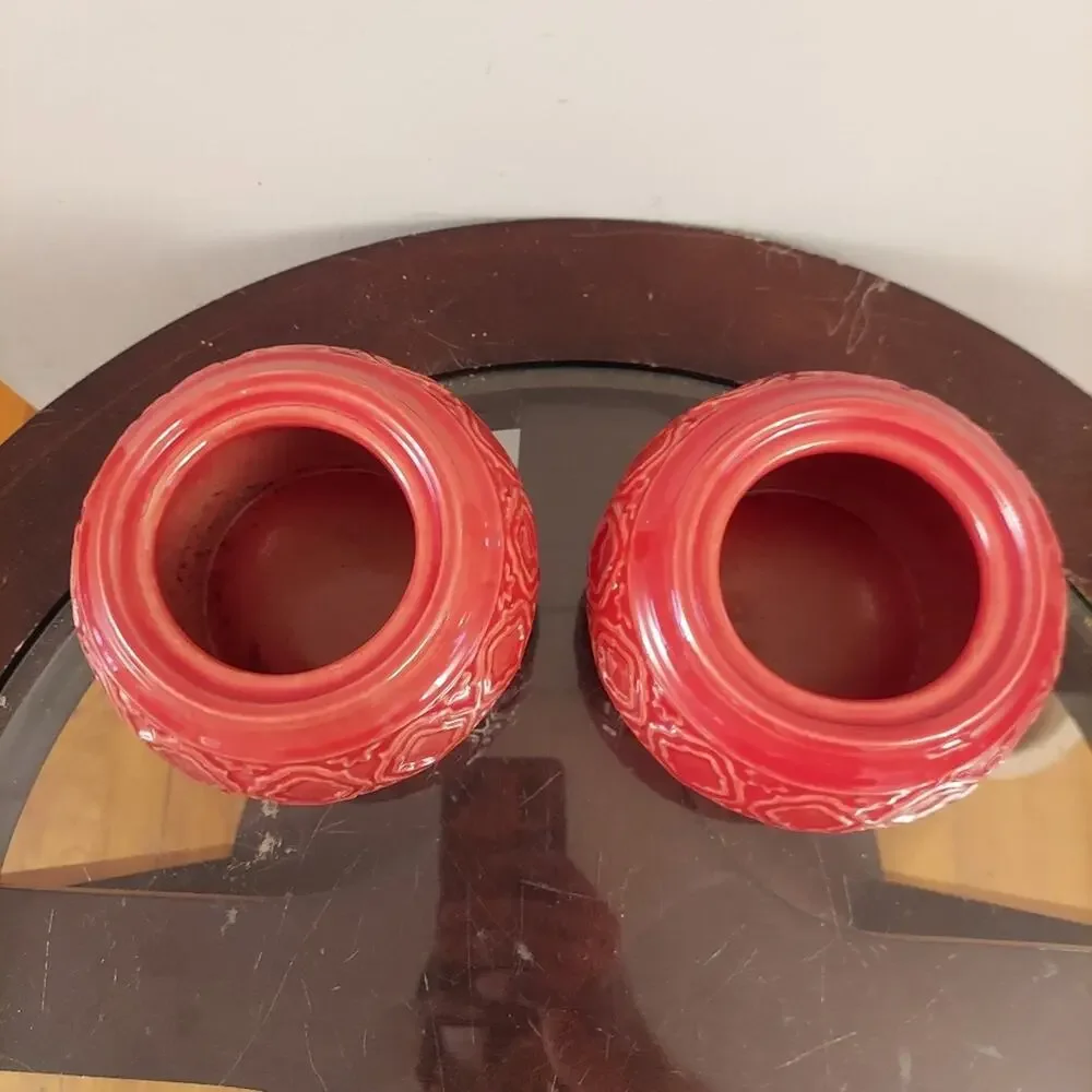 Mid Century Red Ceramic Geometric 4